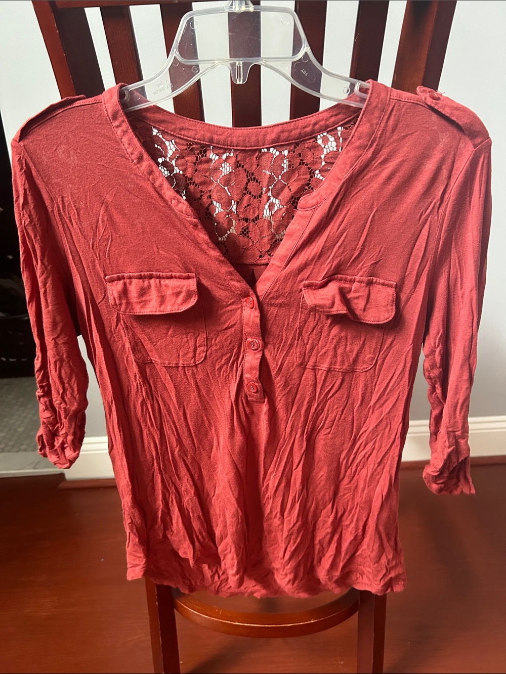 Soho Rose Lace-Back Henley Tunic